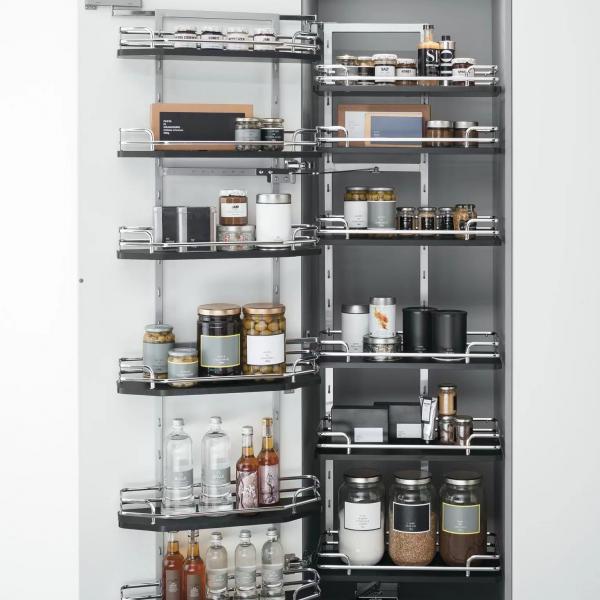 Aluminium Glass Basket Revolving Tall Unit Pull out Pantry Organizer Kitchen Storage Pantry