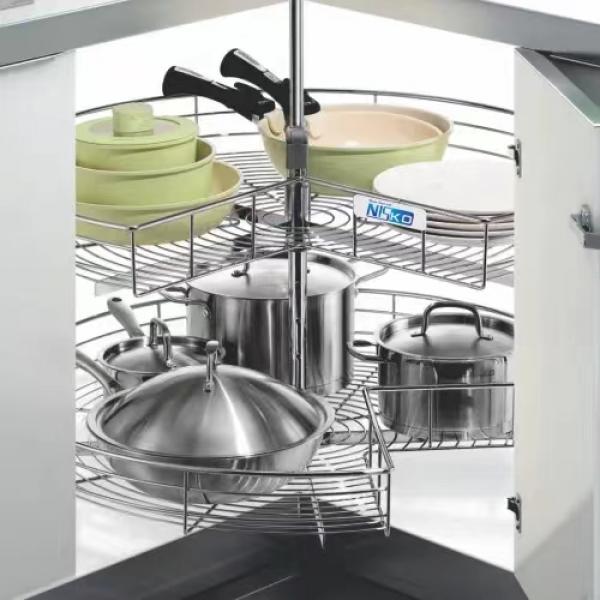 Magic Corner Basket Base Units System Kitchen Cabinet Accessories 180/270 Degree Revolving Basket